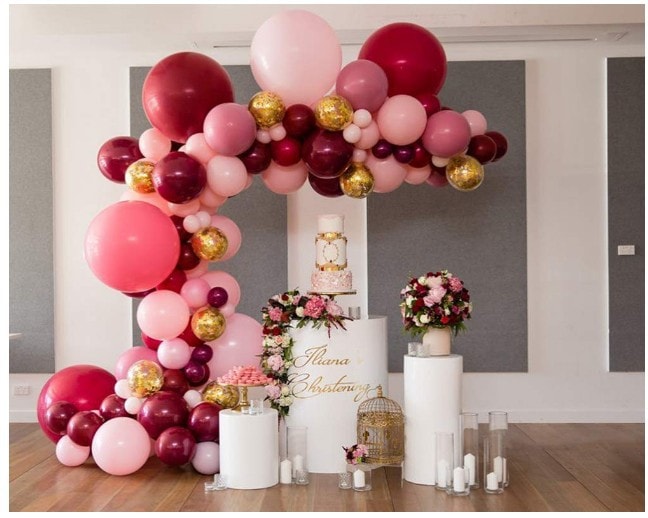 Balloons 70 Pcs for Birthday Wedding Graduation Party Christmas Baby Shower - Wine Red &amp; Baby Pink &amp; Gold
