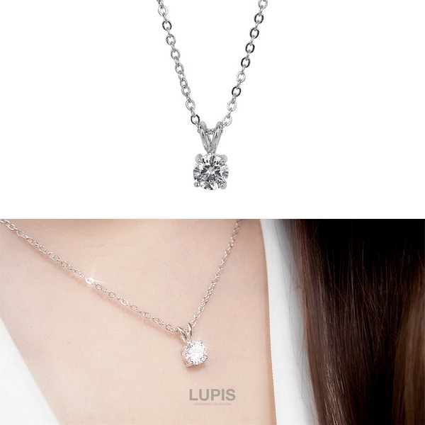 【日本直邮】LUPIS 银色抗氧化单颗锆石项链