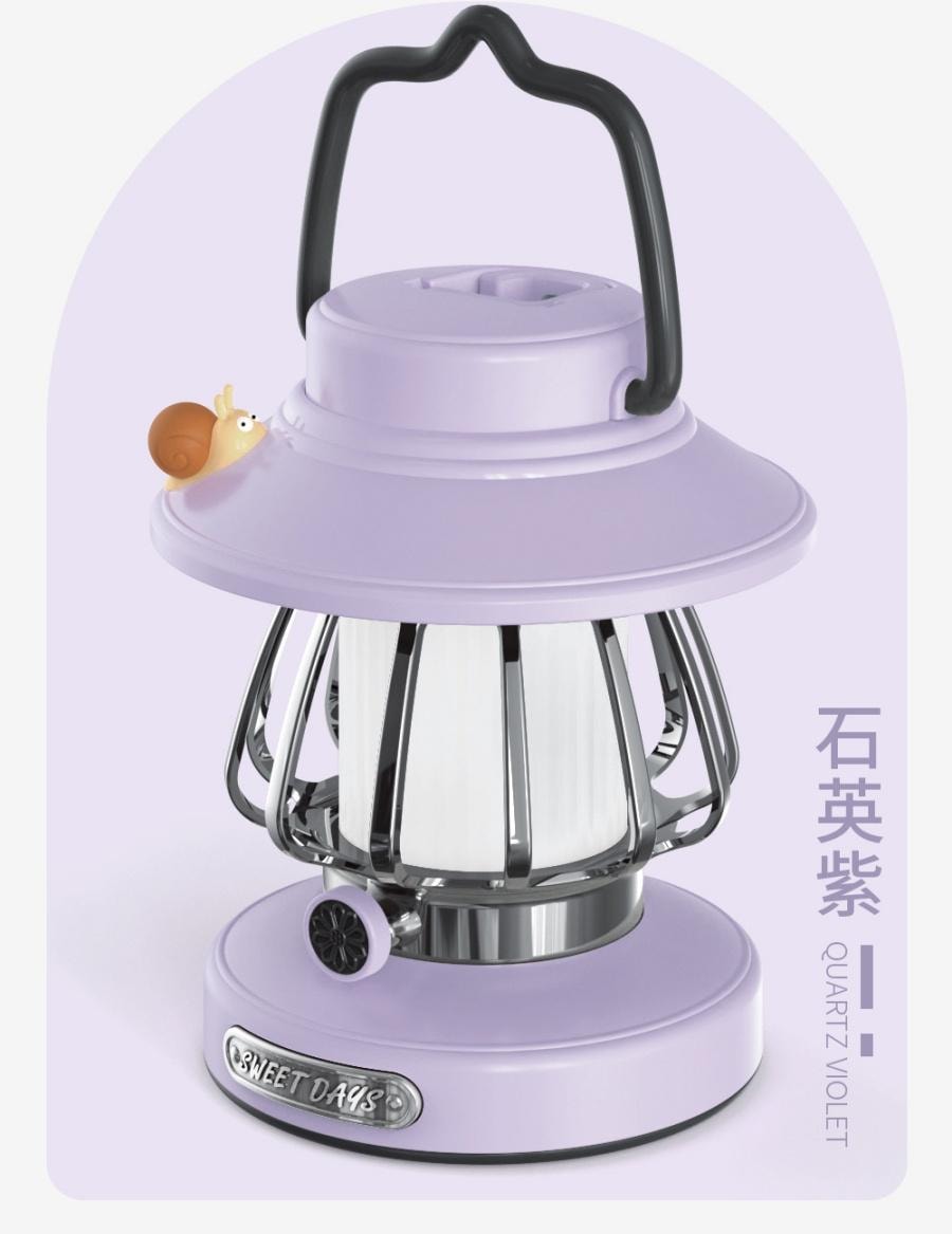 【中國直郵】 FOXTAIL 小蝸牛復古露營夜燈 充電 便攜式 戶外 檯燈 馬燈 帳篷露營 營地氛圍燈- 紫色 1個*預計到達時間3-4週