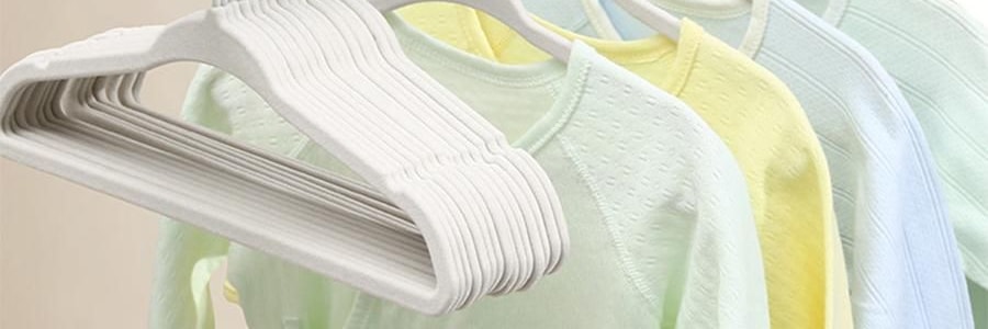 兒童專用植絨衣架 防滑無痕晾衣架 寶寶衣物專用掛架 10 個/組 黃色