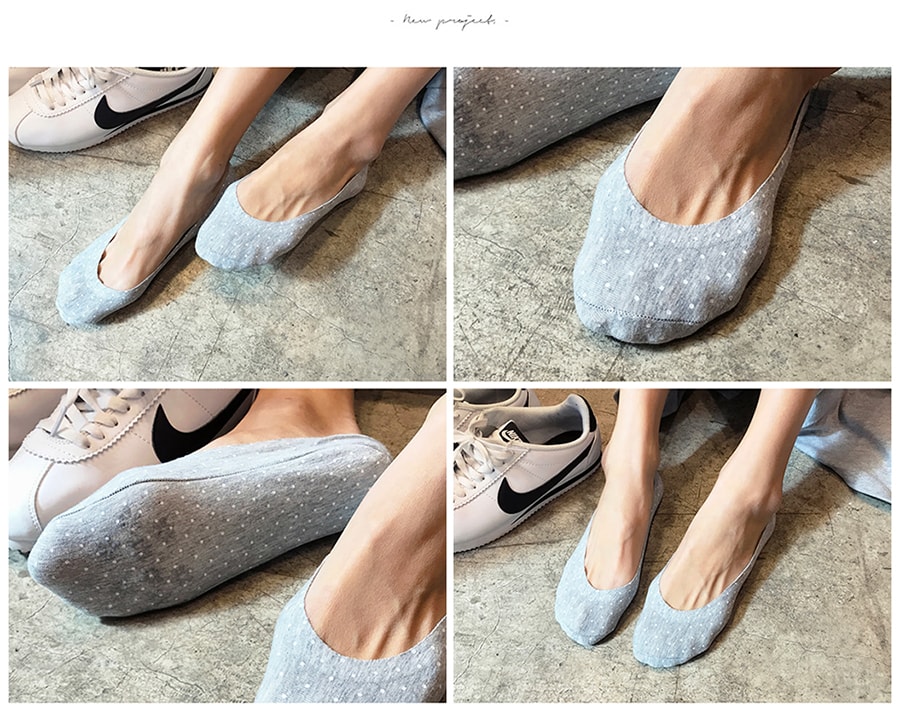KOREA No-Show Dot Socks 3-Pairs (Grey/Navy/Black) [Free Shipping]