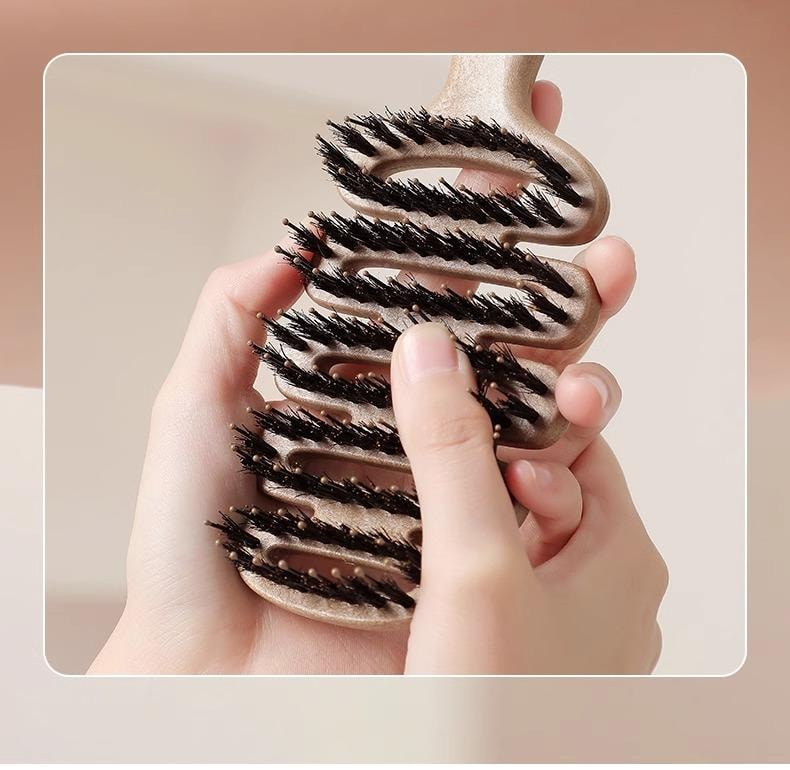 Pine cone pig bristle hair care comb 1 piece fluffy styling creates high crown anti-static detangling comb.