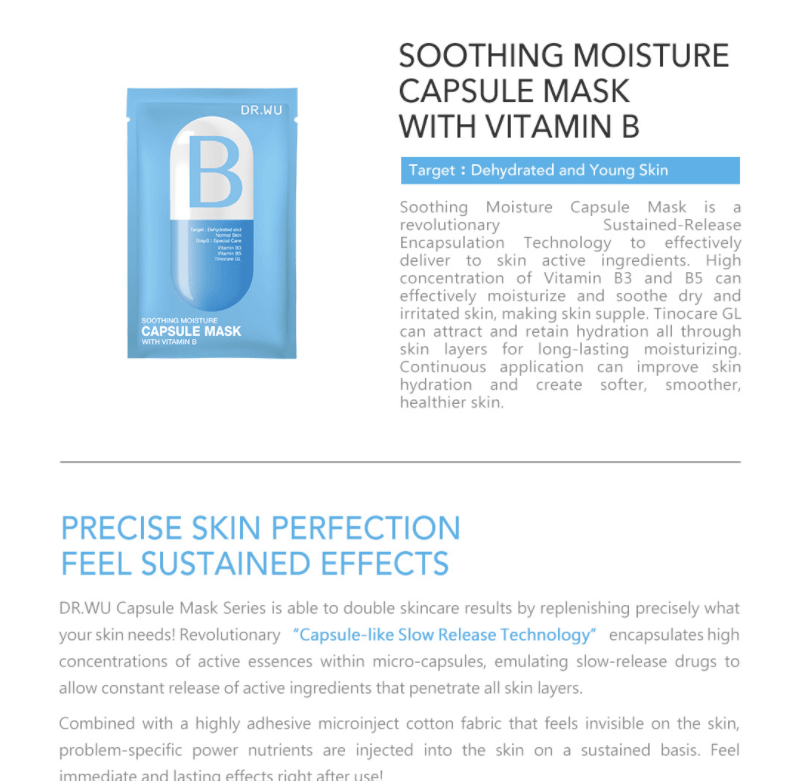 【UGLEE】Soothing Moisture Capsule Mask With Vitamin B 1pc Ship from USA