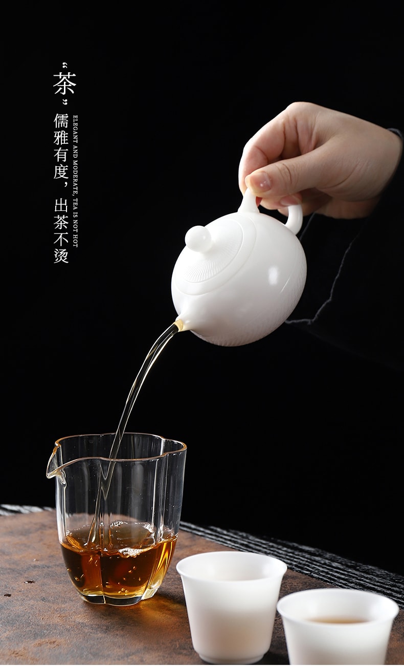 康乐品 世界瓷都白德化  王存旭大师跳刀西施壶 羊脂玉白瓷泡茶壶 简约茶壶单壶功夫茶具礼品