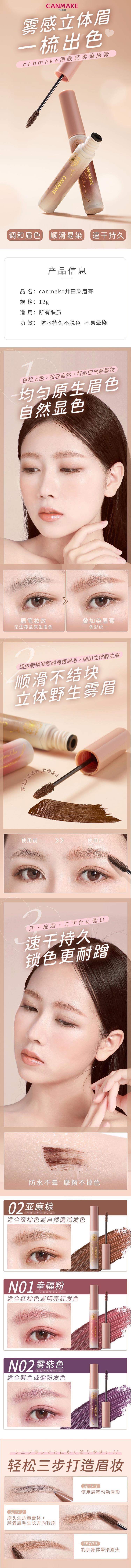 【日本直郵】CANMAKE井田 染眉膏12g 防水持久不脫色 02