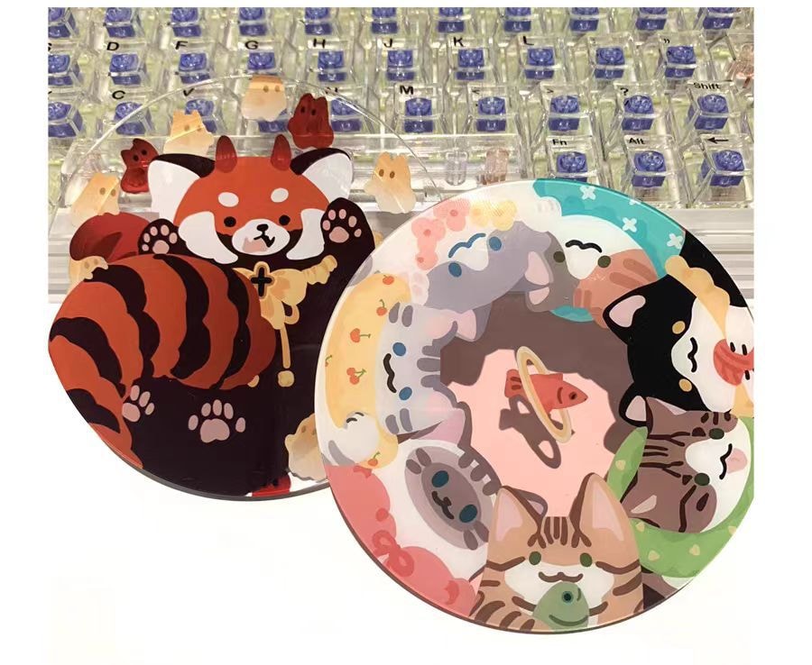 【中国直邮】 过敏元件 亚克力杯垫 饰品隔热 万圣节小熊猫雪貂猫咪 3个1套丨*预计到达时间3-4周