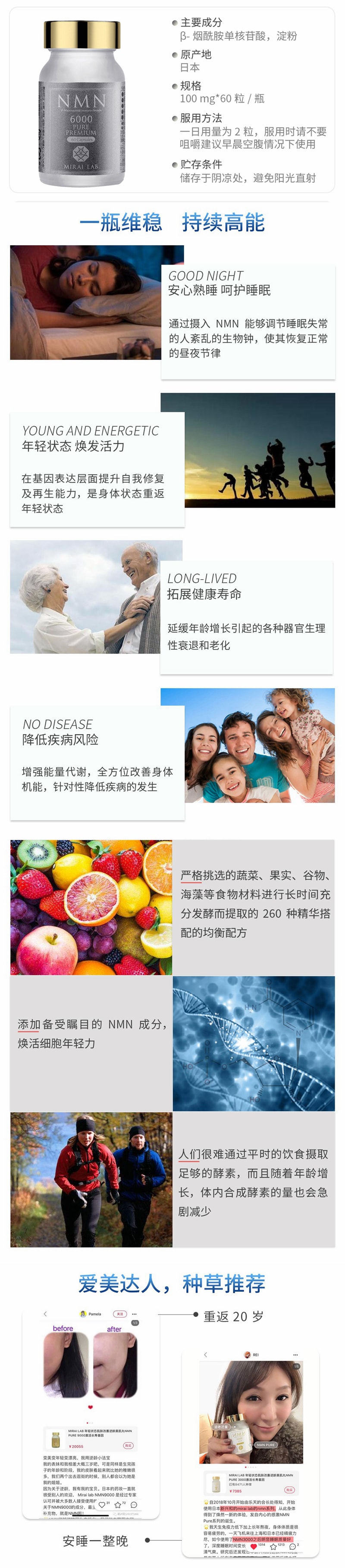 【日本直邮】新兴和制药 MIRAI LAB NMN6000 高纯度抗衰老 逆龄丸