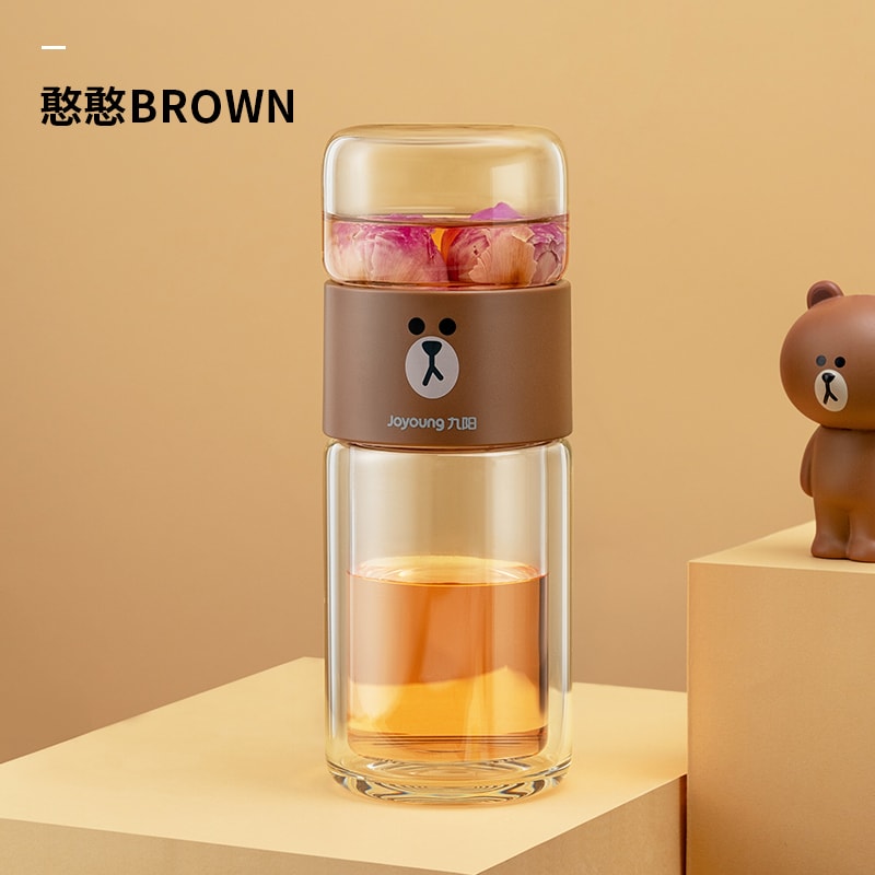 【中國直郵】九陽 茶水分離泡茶杯水杯茶杯杯 布朗熊玻璃款