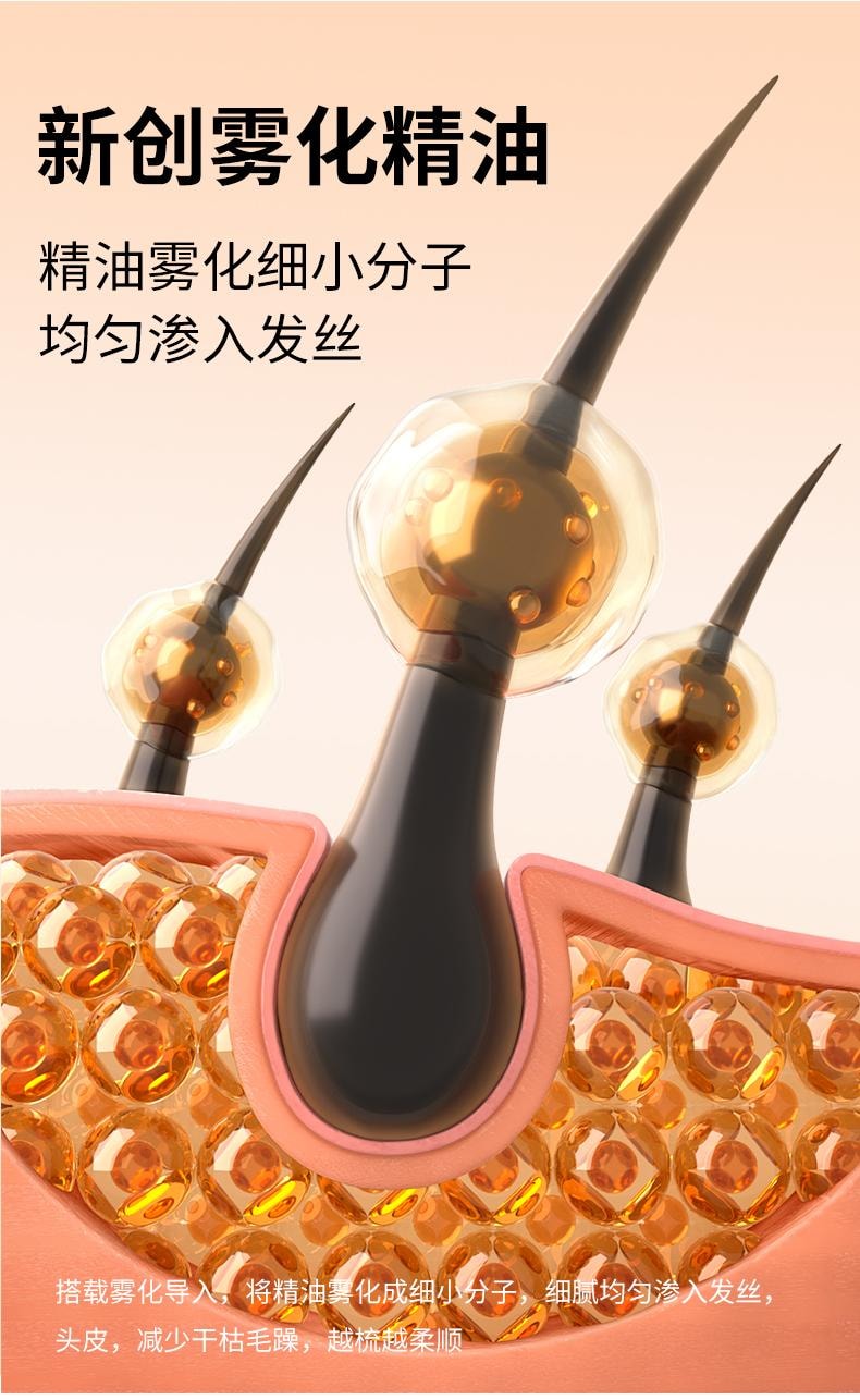  和正 【輪滑世界冠軍郭丹代言品牌】 HEZHENG 精油霧化按摩梳 橘色 1件