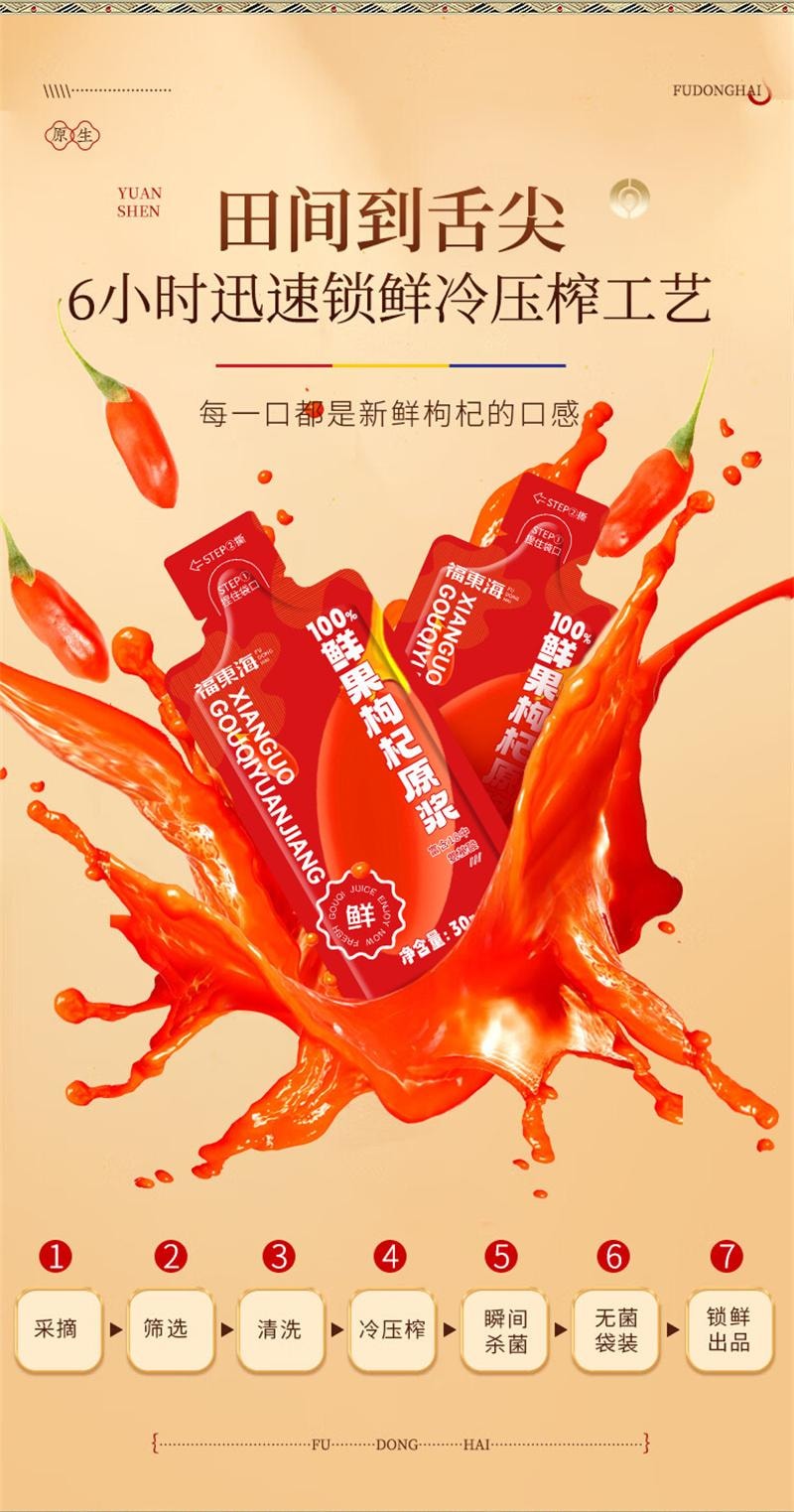 【中國直郵】 福東海 寧夏早紅晚黑枸杞原漿早C晚A杞汁 300ml