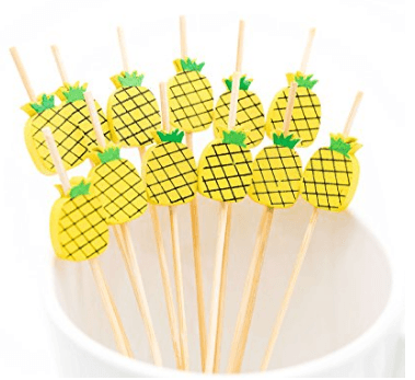 Cocktail Picks Handmade Bamboo Toothpicks 100pcs 4.7” in Yellow Pineapples