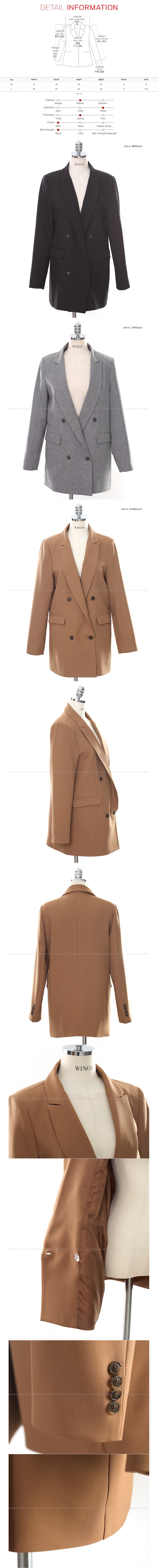 [韩国直邮] WINGS 韩国双排扣女西装外套 #褐色 L(40)