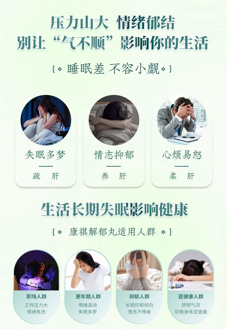 【中国直邮】 康祺  解郁丸4克*12袋/盒 疏肝解郁 养心安神肝郁气滞心神不安所致胸肋胀满 心烦心悸失眠多梦