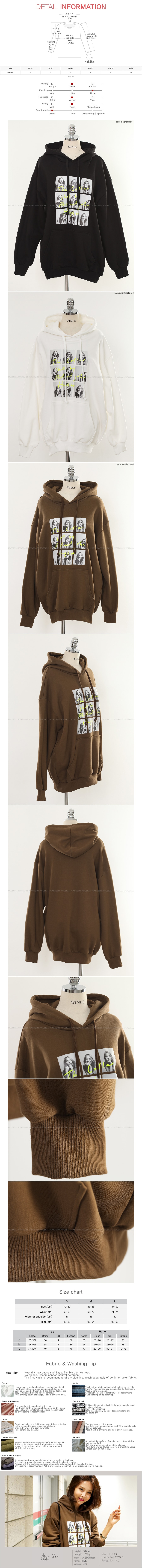 WINGS Oversized Graphic-Print hoodie #Brown One Size(Free)