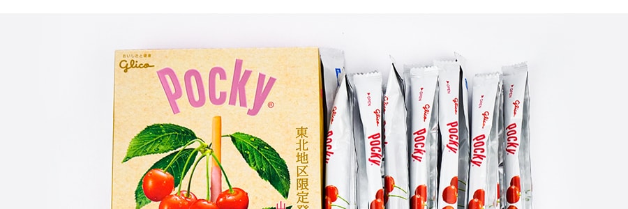 日本GLICO格力高 Pocky百奇 佐藤锦樱桃巧克力涂层饼干棒 15枚入