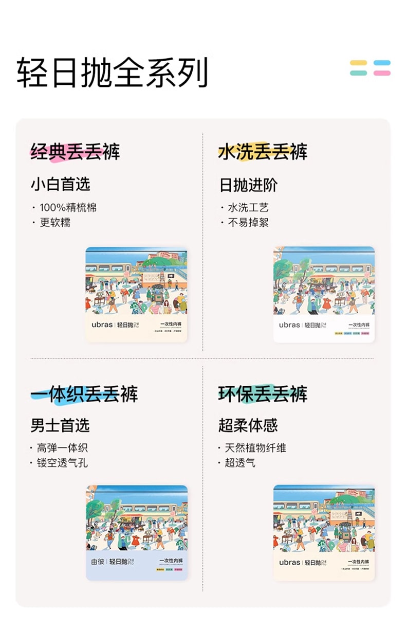 中國 ubras 一次性內褲 滅菌版 多色基本款女款中腰三角褲 M(七條裝)