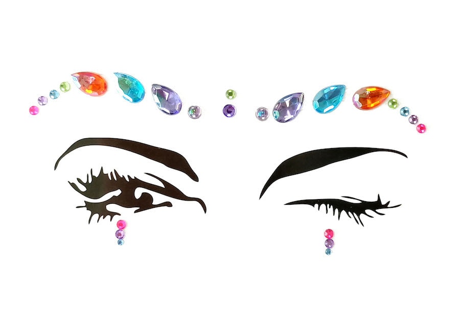 JIAOJIAO EDM Rave Music Festival Makeup Diamond Face Jewels Eye Stickers