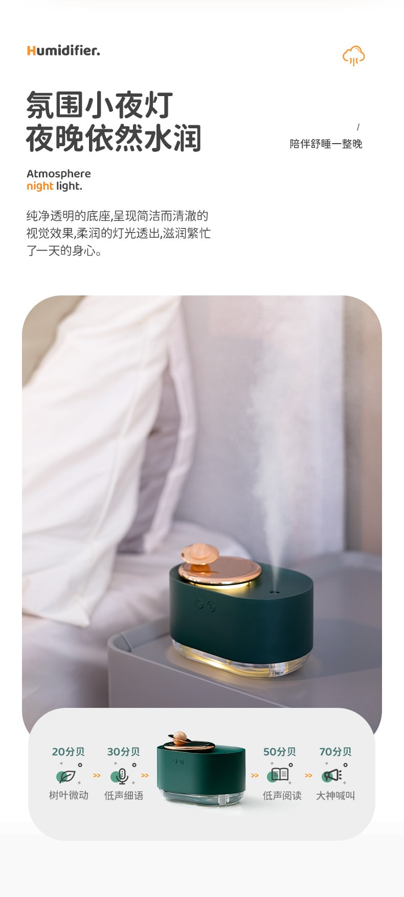 中國直效郵件 Coopever 加濕器噴霧器300ml 旋轉星球 桌上型家用車載空氣加濕器 USB 綠色