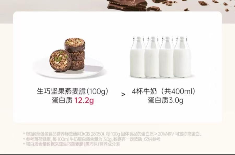 碧翠園 生巧堅果燕麥脆高蛋白輕食早餐代餐巧克力燕麥餅乾健康零食1+1套裝200g