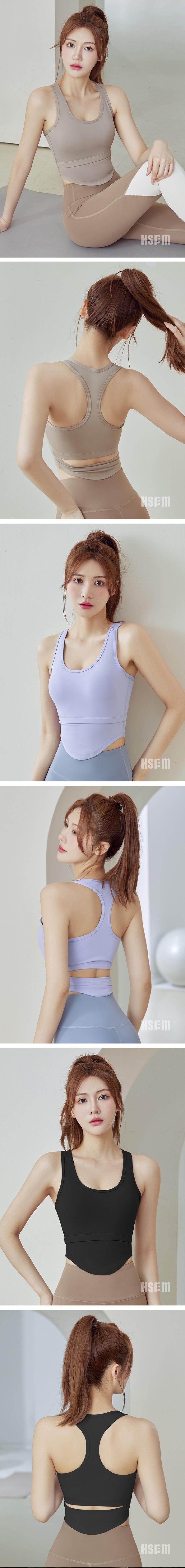 【中国直邮】 HSPM 新款防震带胸垫跑步瑜伽服背心 长春花蓝 M