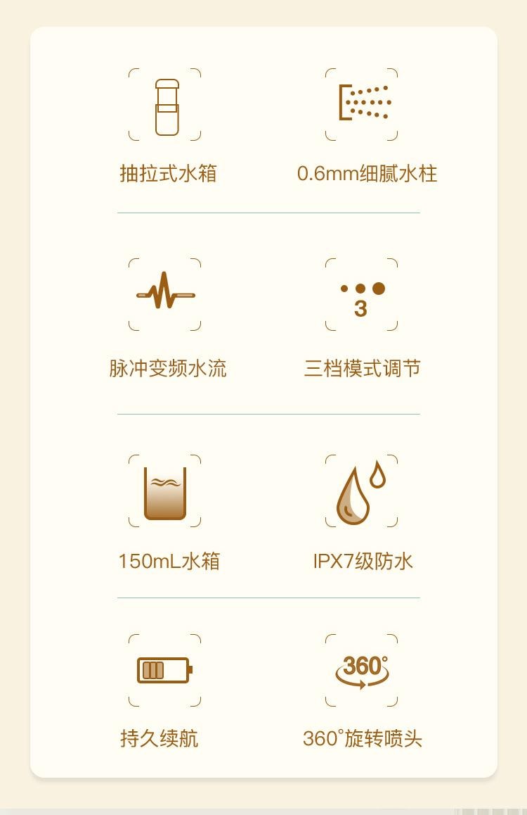 【輪滑世界冠軍郭丹代言品牌】和正 HEZHENG 便攜式抽拉式沖牙器 白色 1件