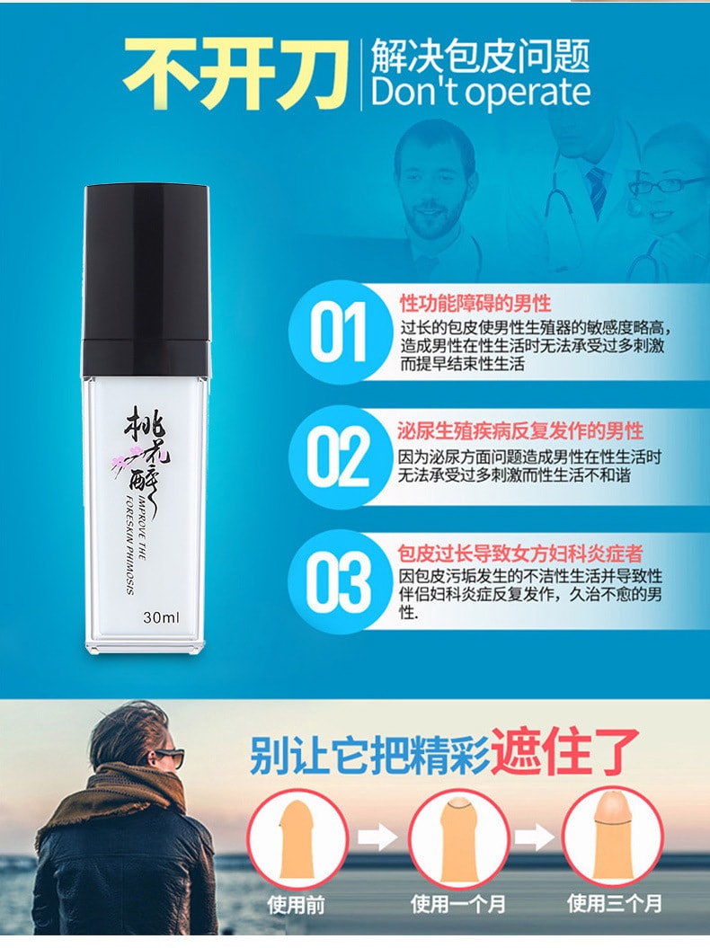 【中国直邮】爽米 新品 第三代 桃花醉包皮阻复凝胶 男士凝胶神器 30ml/瓶