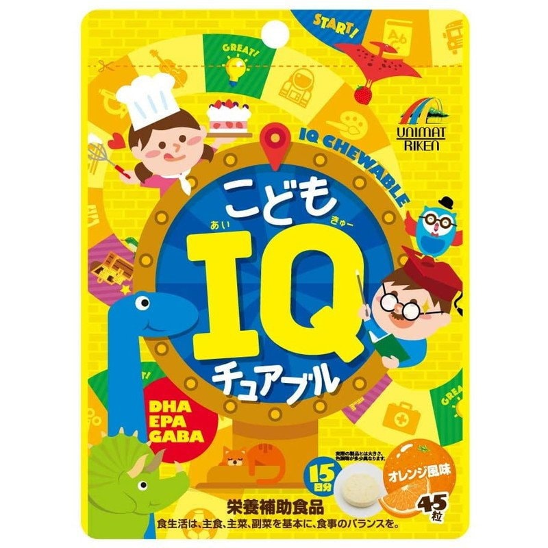 日本 UNIMAT RIKEN 儿童 IQ咀嚼片 #橙味 45粒 EXP DATE :10/14/2023