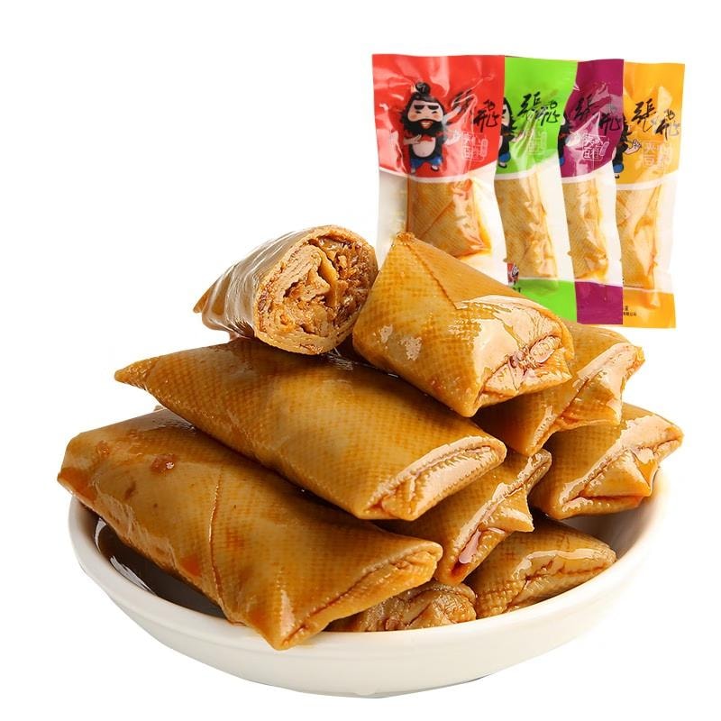 【中国直邮】 张飞 夹心豆卷 四川特产 小包装 香菇豆腐干 小零食杏鲍菇 豆干零食 香辣味1000g*1袋(32-36包)