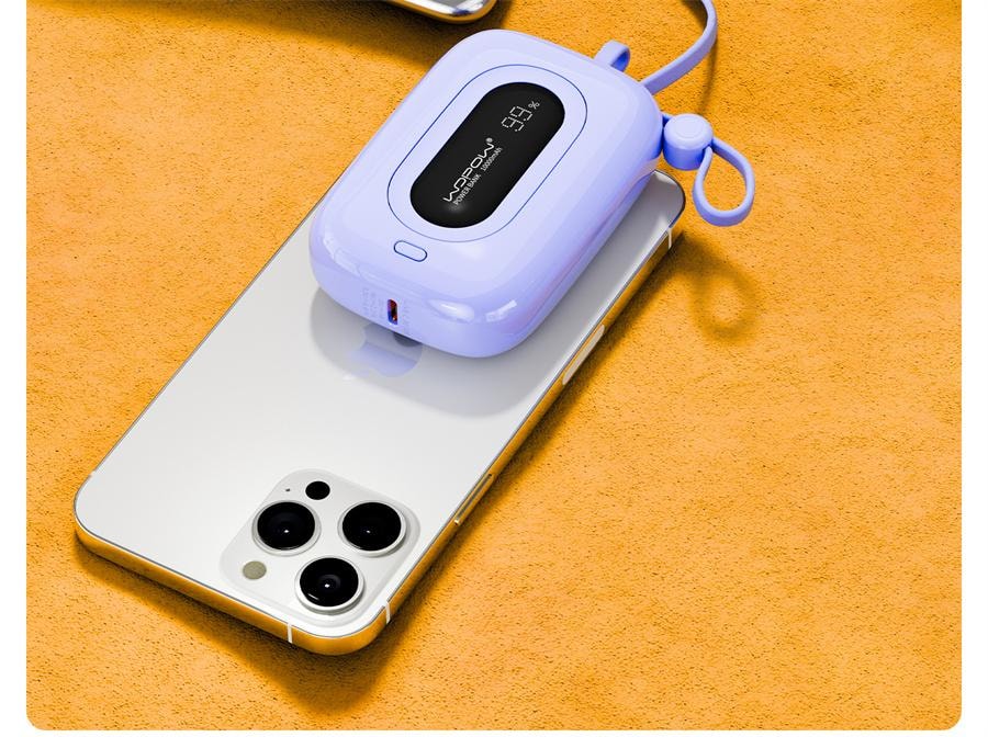 【中國直郵】 沃品 行動電源自帶線大容量快充小巧便攜上飛機適用iPhone16蘋果華為小米專用行動電源小彩蛋 10000mAh 蜜桃粉