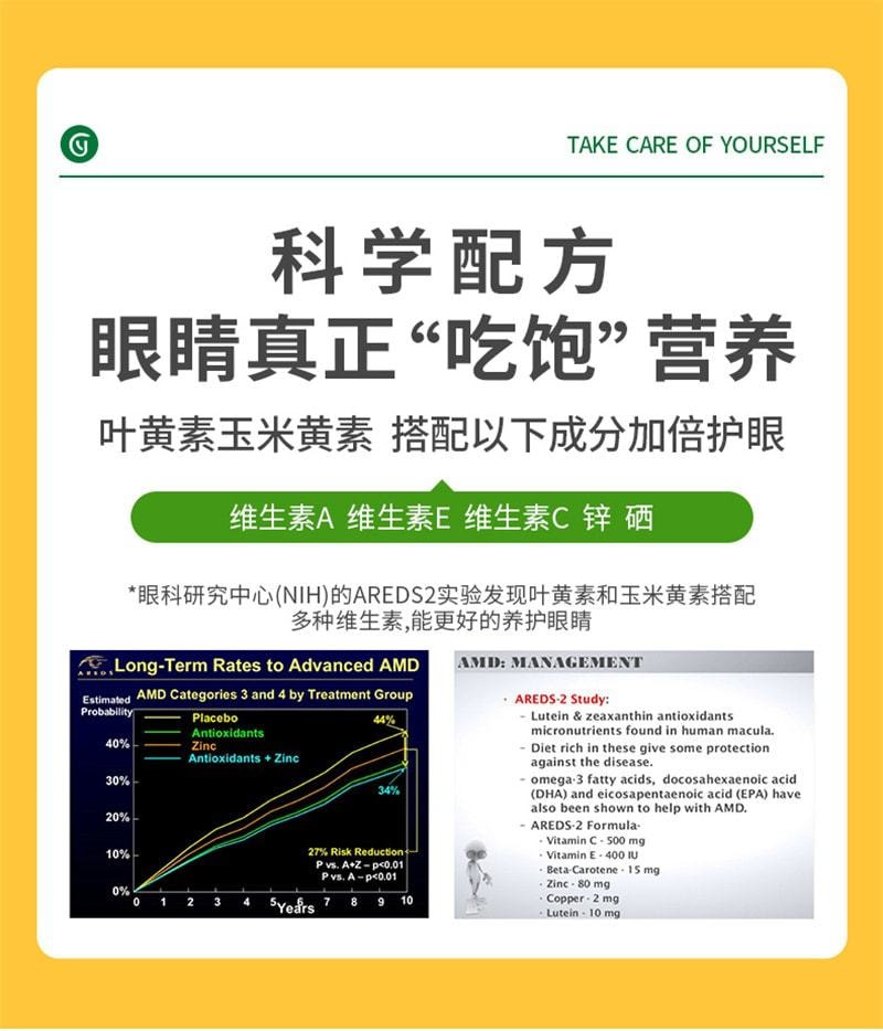 【中国直邮】Youthit优思益 叶黄素护眼片 7合1营养守护眼健康 成人护眼营养素 60片/盒(中老年推荐)