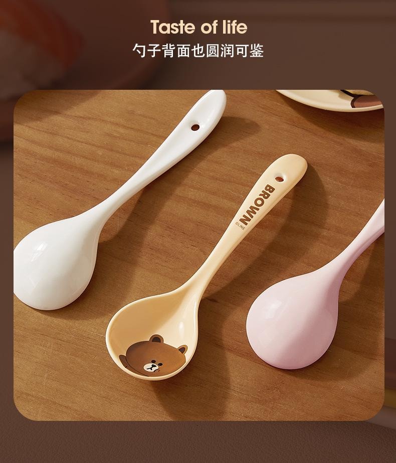 【中國直郵】 日本 LINE FRIENDS 陶瓷湯匙家用小湯匙長柄陶瓷湯匙-SALLYY款 1個