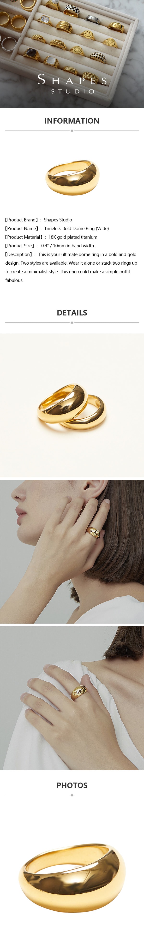 国内即納【SHAPES STUDIO】Timeless Bold Dome Ring Timeless Bold Dome Ring (Wide) US6 - Yamibuy.com