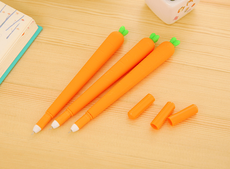 Cute & wonderful texture soft silica gel carrot shape gel pen YZ5318 0.5mm. Chinese genuine star use the same  3Pcs/Lot.