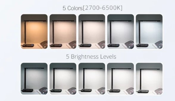 TaoTronics LED Desk Lamp Qi Wireless Fast Charger 5 Color Modes Black TT-DL038
