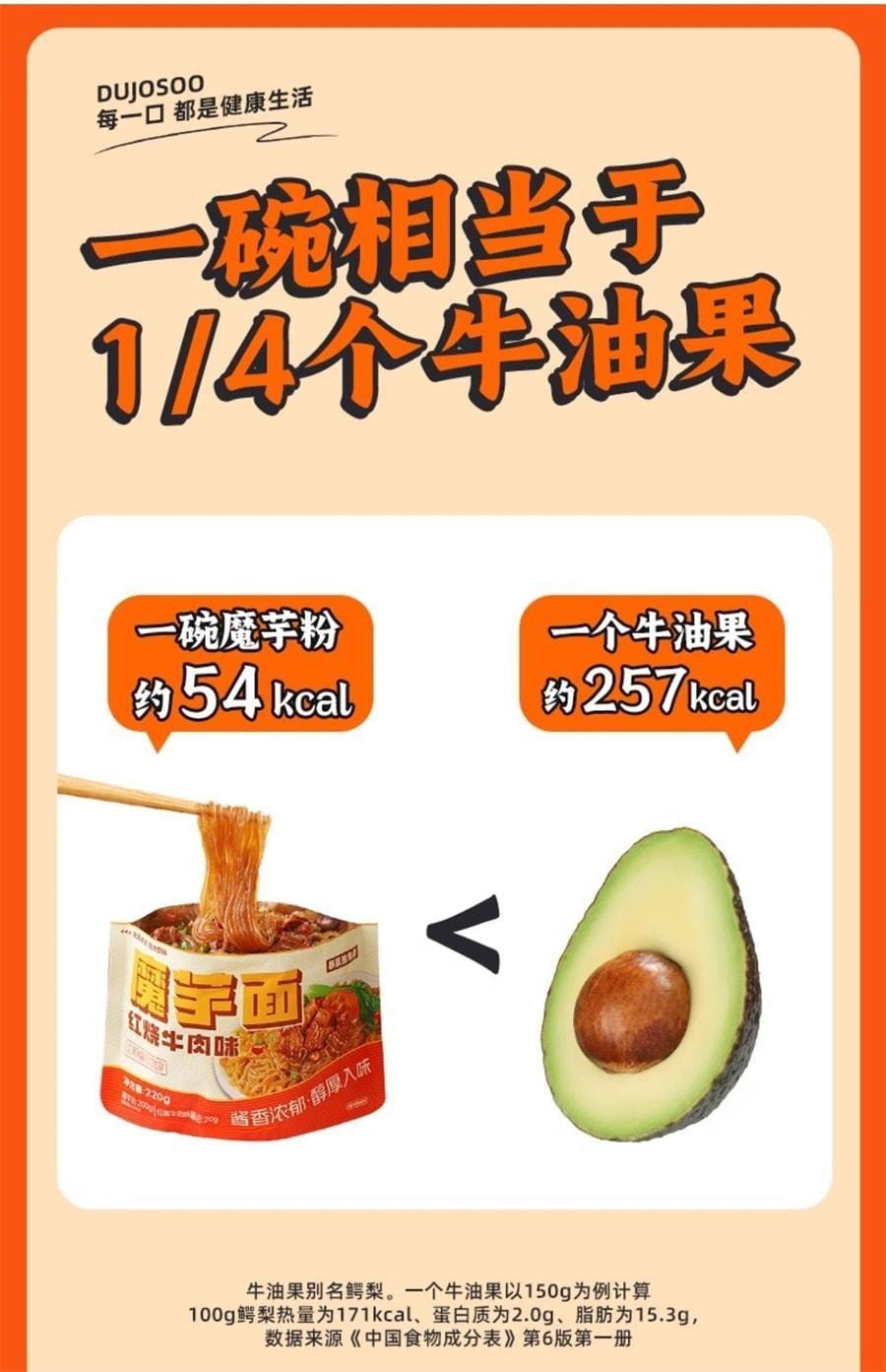 【中国直邮】暴肌独角兽 魔芋面 低脂肪热量即食免煮低卡凉拌食品粉丝凉皮饱腹懒人速食代餐 红烧魔芋面220g/袋