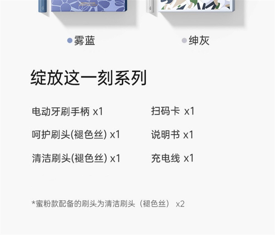 【中國直郵】usmile 電動牙刷充電聲波全自動軟毛情侶款羅馬柱禮盒裝Y1 霧藍