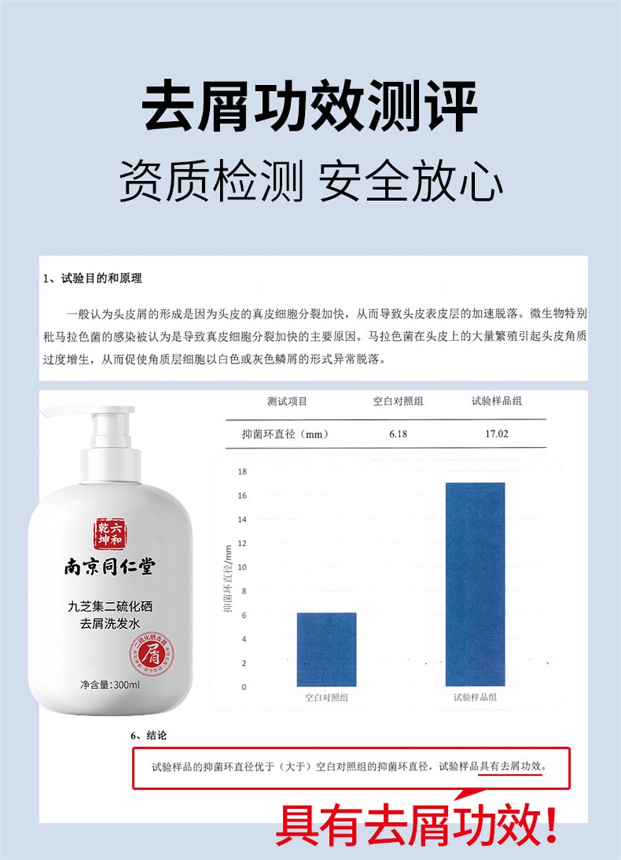 【中國直郵】南京同仁堂 二硫化硒去屑洗髮水頭皮清爽蓬鬆控油持久留香通用 300ml/瓶