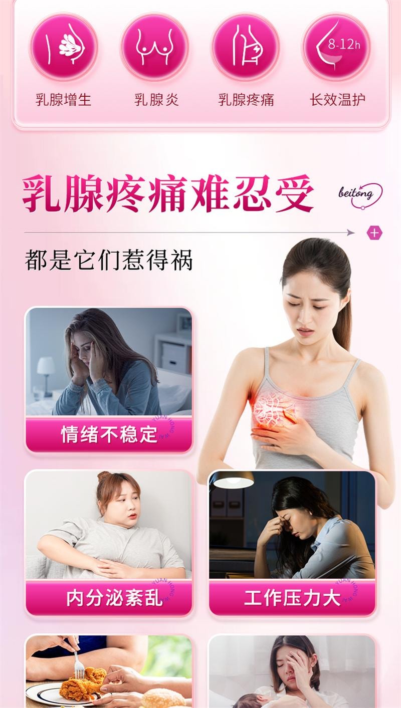 【中国直邮】 北京同仁堂 乳腺炎增生结节散结贴 乳房胀痛疏通远红外小叶硬块囊肿 8贴/盒