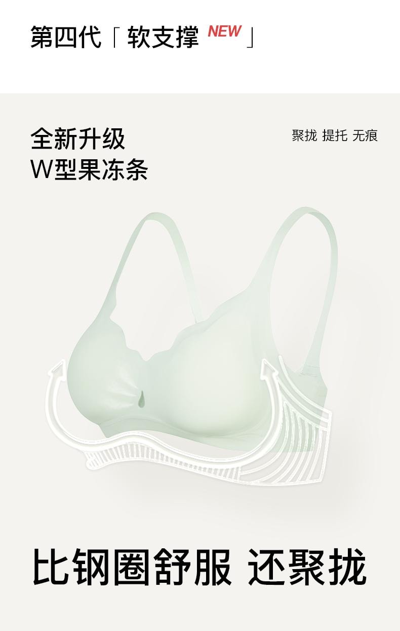 中国 ubras凉感花瓣杯夹心软支撑背勾文胸裸感肤色 L+