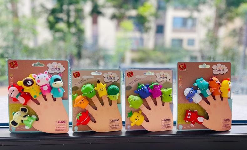 【中国直邮】 FOXTAIL 早教手指玩偶 讲故事 儿童 婴幼儿搪胶动物 摆件5只装*2份 -斑马款*|