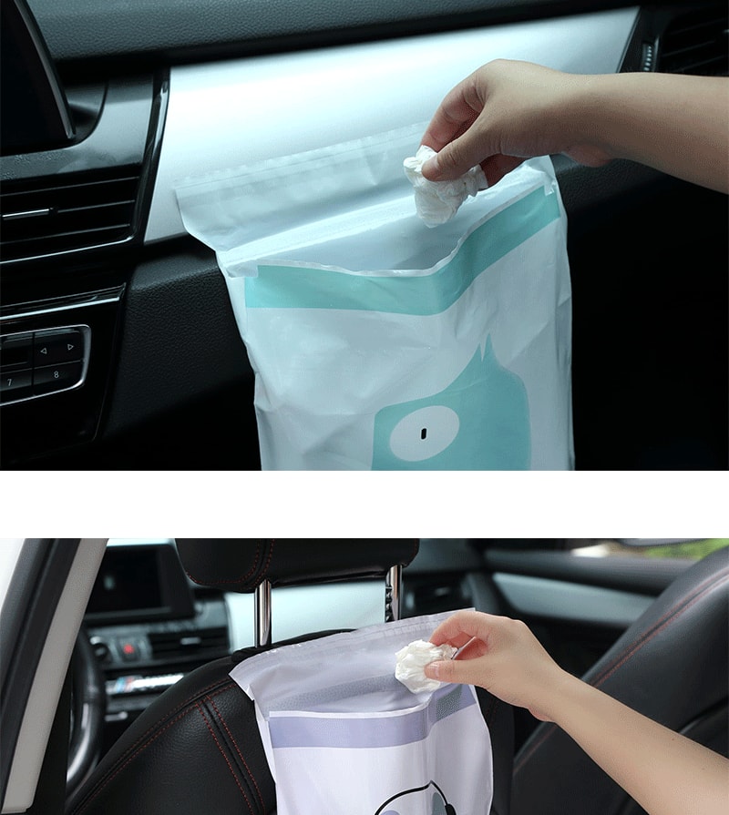 【中國直郵】鑫友 汽車車載垃圾袋垃圾桶黏貼式隨身一次性清潔袋 淺藍15個