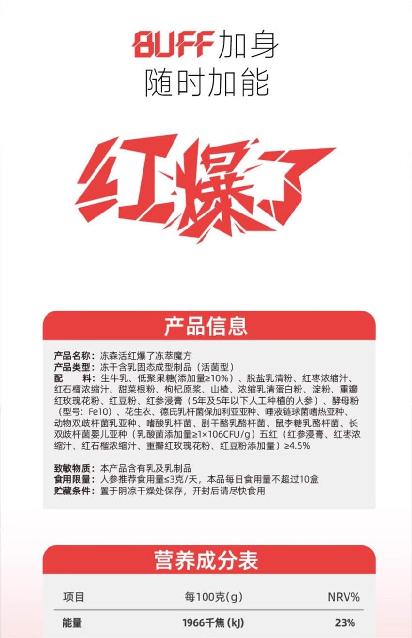 【中國直郵】 凍森活 紅爆了 凍萃魔術方塊 即食滋養紅棗元氣枸杞五紅 營養飽腹 低卡補劑 28g/盒