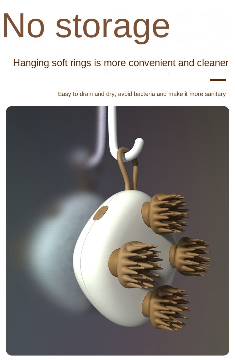 【輪滑世界冠軍郭丹代言品牌】中國 和正HEZHENG 頭部按摩器全自動頭皮按摩爪電動防水按摩儀 白色 1件