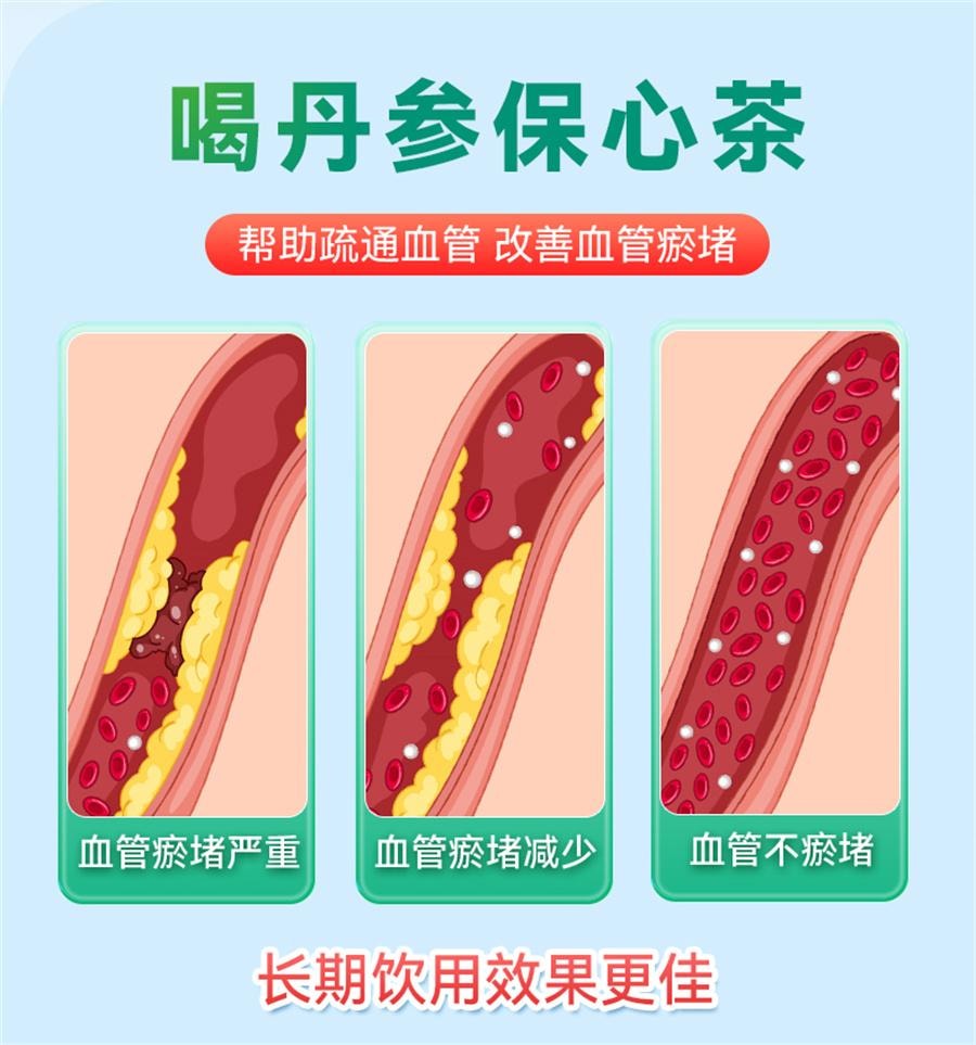 【中国直邮】 天草 丹参保心茶 用于胸闷心悸心慌气短降血脂药疏通血管冠心病药20袋/盒