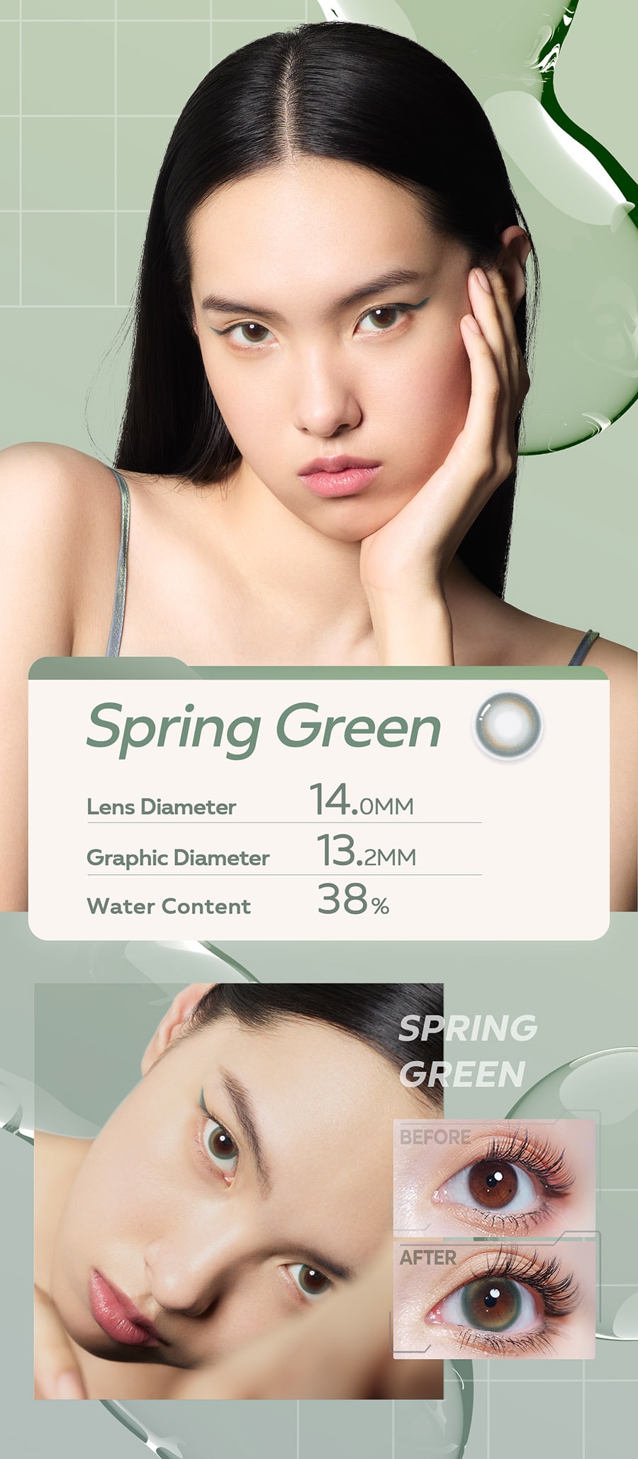 CoFANCY Highlight Pro Half-Yearly Colored Contacts(1pair/1pieces)#Spring Forest Green