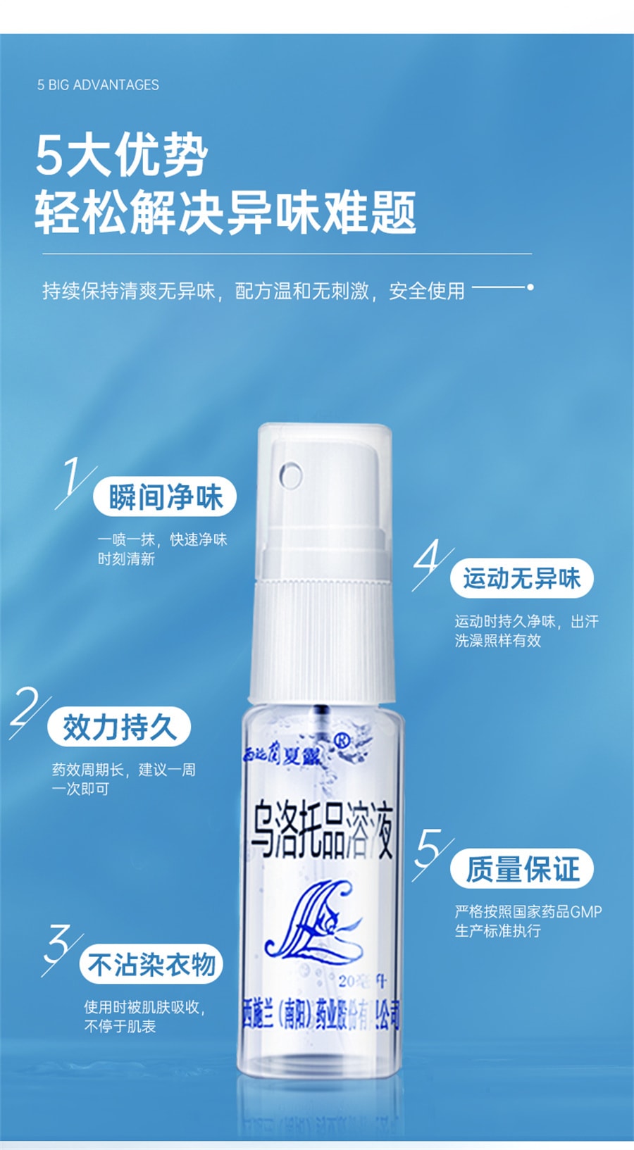 【中國直郵】西施蘭 夏露烏洛托品溶液噴霧腋下噴霧腋臭狐臭手足多汗男小姐 20ml*3瓶 (附噴頭)