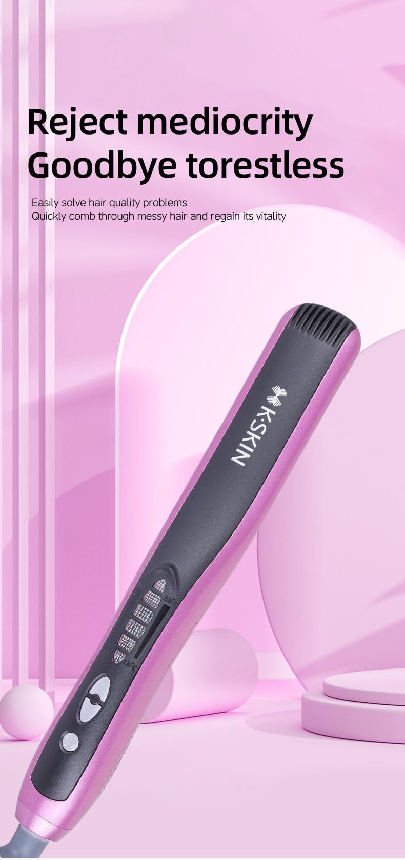 金米 直髮梳 不傷髮 直捲兩用 捲髮棒 夾板拉直 內扣短髮 KD388C 1台