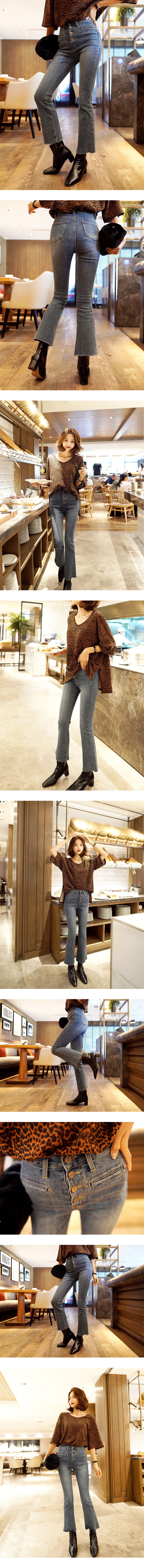 WINGS High Rise Cropped Boot-Cut Jeans #Blue M(27-28)