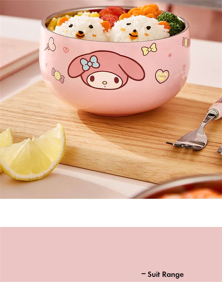 【中國直郵】三麗鷗SANRIO 吃米飯碗個人專用雙層防摔兒童碗316不銹鋼家用餐具學生 大耳狗