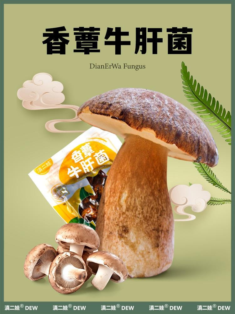 滇二娃 風華食光 雲南特產即食山野珍品 (松茸菌 牛肝菌 雞樅菌) 3種即食香菇零食下飯菜 六包125克±5克